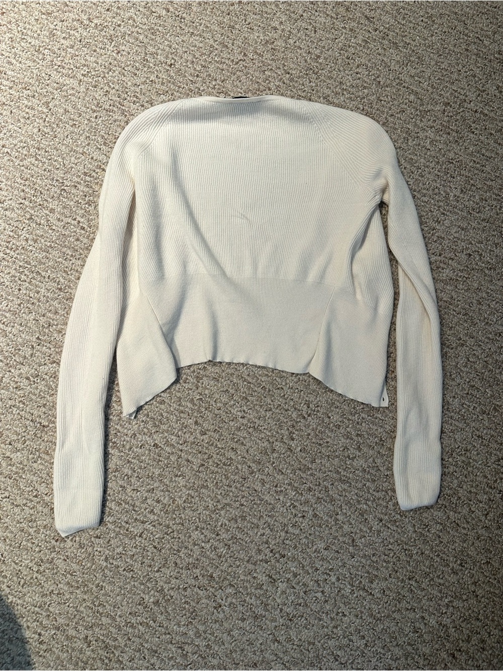 Reformation Ivory Ribbed Button-Front Cardigan - Picture 6 of 9